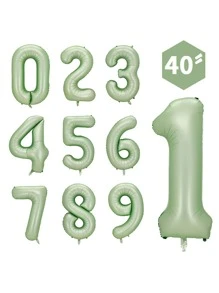 1pc 40 In Olive Green Number Balloons Helium Foil Mylar Balloon Birthday Party Banquet Decoration, Christmas