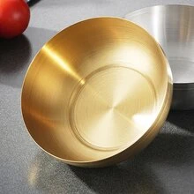 304不銹鋼韓式泡菜碗、盤子、飯碗、湯碗、商用多功能醬盤 - 金色 - 查看 9