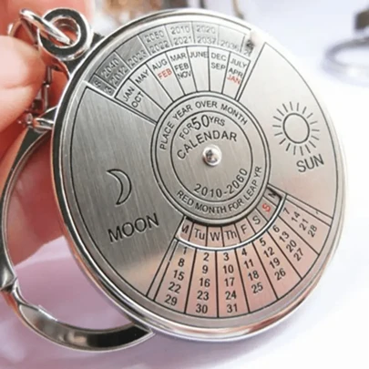 Compass & Perpetual Calendar Shaped Keychain, Small Gift, Bag Pendant Diy
