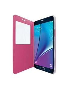 Slim View Flip Cover Case For Galaxy S7 Edge - Hot Pink - View 3