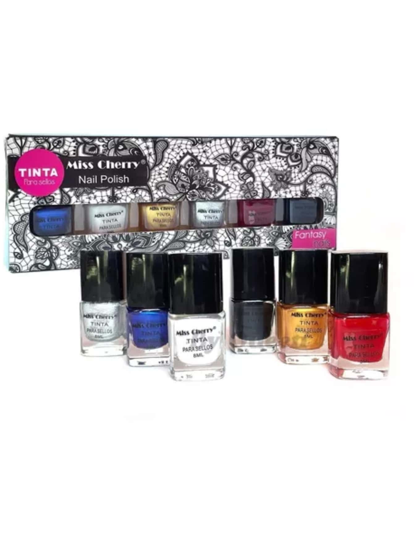 Tinta De Sellos Para Uñas + Estampador De Regalo - Blanco y Negro - Ver 1