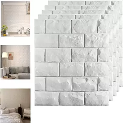 20pcs/set PE Wall Paper, Modern Brick Pattern Waterproof Wall Adhesive Roll For Home