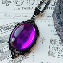 Gothic Style Vintage Crystal Mirror Pendant Necklace With Large Star For Magic Jewelry, Unisex - Purple - View 1