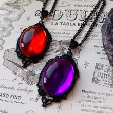 Gothic Style Vintage Crystal Mirror Pendant Necklace With Large Star For Magic Jewelry, Unisex - Purple - View 2