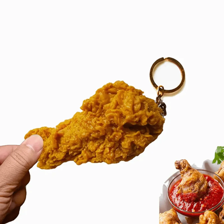 pollo frito pierna en forma de Llavero Accesorio de bolso colgante - Amarillo - Ver 1