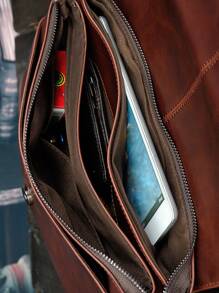 Túi xách công sở da phong cách cổ điển mới cho nam Túi đeo vai bằng da PU chất lượng cao Túi đeo vai nam Túi đeo chéo - Cà phê nâu - Xem 4