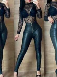 Pantalón Vinipiel Corte Colombiano - Negro - Ver 3