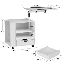 Manufactured Wood LED Nightstand with Charging Station and Drawer, Bedside Table with Storage Shelf - 白色 - 查看 3