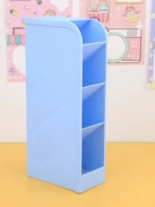 簡約風透明筆筒,多格傾斜筆筒桌面收納適用於學生 - 藍色 - 查看 5