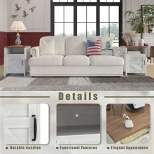 Flamaker Manufactured Wood Nightstand Bedside Tables With Shelf & Barn Door (Set Of 2)