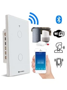 Interruptor Smart Touch 2 Botões Casa Apartamento Residencial  Inteligente Wifi - Multicolorido - Visão 1
