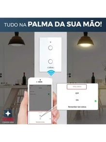 Interruptor Smart Touch 2 Botões Casa Apartamento Residencial  Inteligente Wifi - Multicolorido - Visão 3