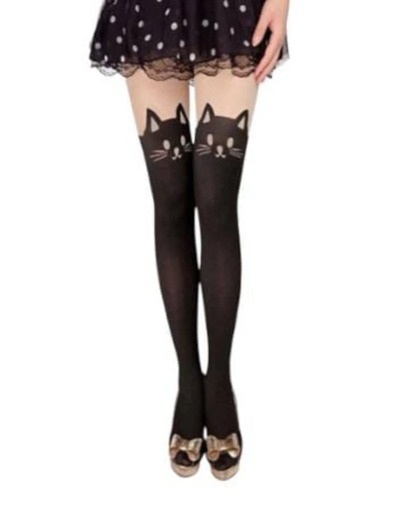 Meia Calça De Gatinha Adulto Tradicional - Preto - Visão 1