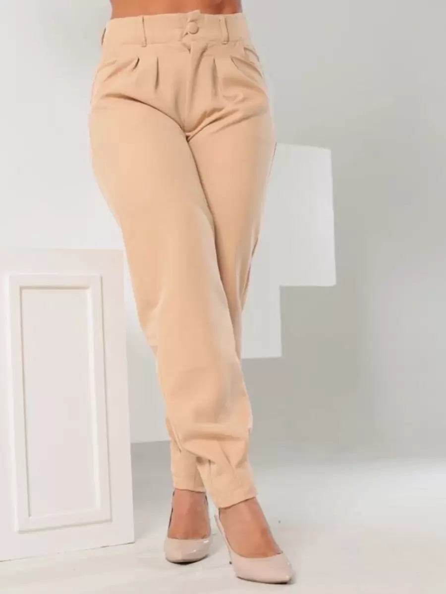 Women Pants - 米色 - 查看 1