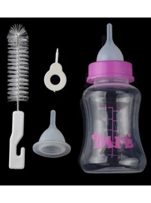 BIBERON MAMILA PARA GATO/PERRO RECIEN NACIDO SET 6 PIEZAS CON CEPILLO DE LIMPIEZA - Rosa - Ver 1