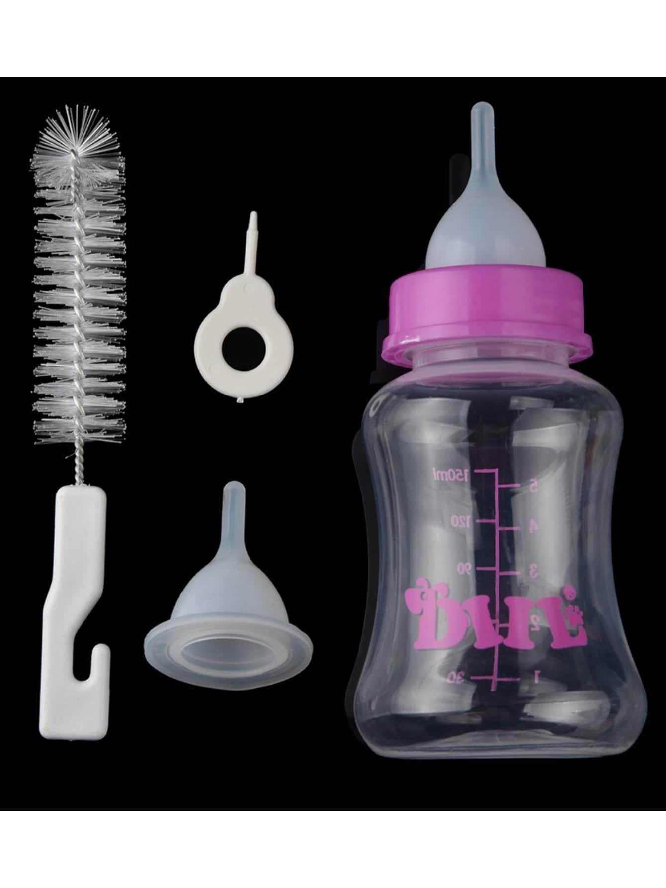 BIBERON MAMILA PARA GATO/PERRO RECIEN NACIDO SET 6 PIEZAS CON CEPILLO DE LIMPIEZA - Rosa - Ver 1