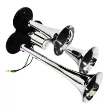 Corneta Aire Triple Camión Neumática Para Camion Tracto - Plateado - Ver 1