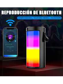 2 Inch TWS Wireless Bluetooth RGB Portable Cylinder Speaker - Black - View 2