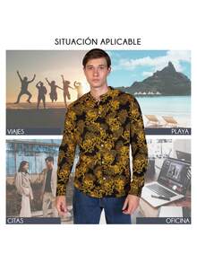 Camisa Manga Larga para Hombre Estampado Casual - Amarillo - Ver 5