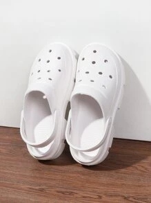 Guốc Preppy Có Lỗ Thông Hơi Cho Nữ, Guốc EVA Thiết Kế Rỗng - trắng - Xem 1