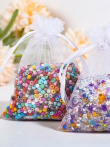 20 cái Trắng Màu thuần Túi Quà tặng , Hiện đại Polyester Dây rút Qủa tặng Dây Quấn Túi Cho bữa tiệc - trắng - Xem 2