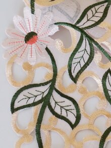 1 pieza Bandera blanco con abertura con bordado mesa - Blanco - Ver 5