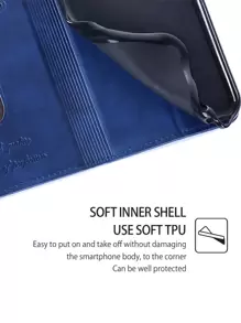 keyunfei 1pc Blue Flip Card Slot Magnetic Stand PU Phone Case Compatible With Huawei P30 Galaxy A53 Honor 90 Redmi 9 Pixel 7 11T OnePlus 11 Apple 11 12 13 14 15 Pro Max
