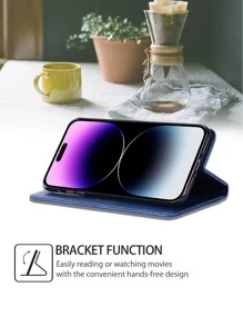 keyunfei 1pc Blue Flip Card Slot Magnetic Stand PU Phone Case Compatible With Huawei P30 Galaxy A53 Honor 90 Redmi 9 Pixel 7 11T OnePlus 11 Apple 11 12 13 14 15 Pro Max