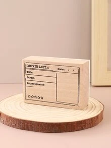 1pc Vintage Movie Watching Tracker Wood Rubber Stamp - Multicolor - View 3