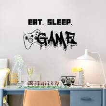 1 Chữ & Cho Game Miếng Dán Tường Hoa Văn, PVC Hiện Đại Tự Dính Tường Nghệ Thuật Decal, Cho Trang Trí Nhà - màu đen - Xem 5