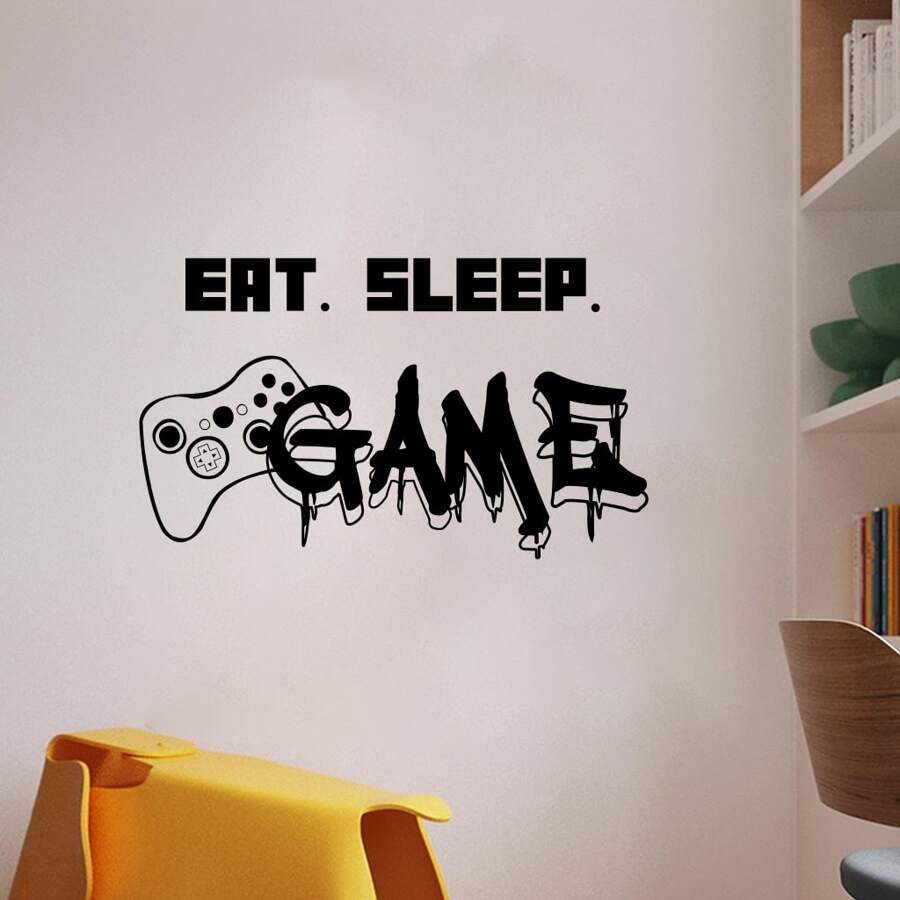 1 Chữ & Cho Game Miếng Dán Tường Hoa Văn, PVC Hiện Đại Tự Dính Tường Nghệ Thuật Decal, Cho Trang Trí Nhà - màu đen - Xem 1