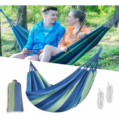 Hamaca Camping Doble De Lona Columpio Portátil Aire Libre