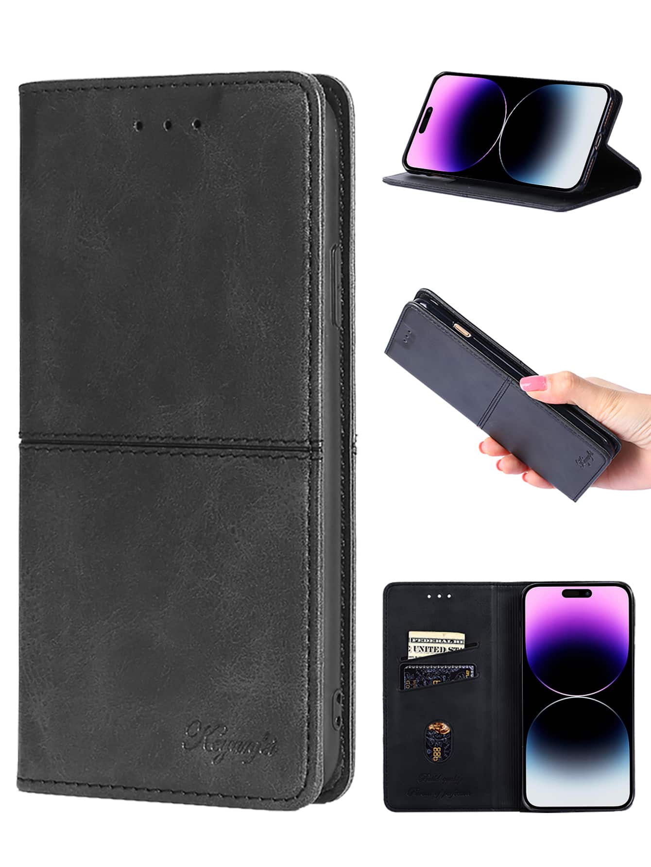 keyunfei 1个黑色卡槽翻盖手机壳，兼容苹果11/12/13/14/15 Pro Max、P50 Pro，兼容三星Galaxy A70，兼容荣耀8S 2020，兼容红米9T，兼容Pixel 5，兼容POCO X4 GT，兼容一加Nord N100，国际版，非国内版。