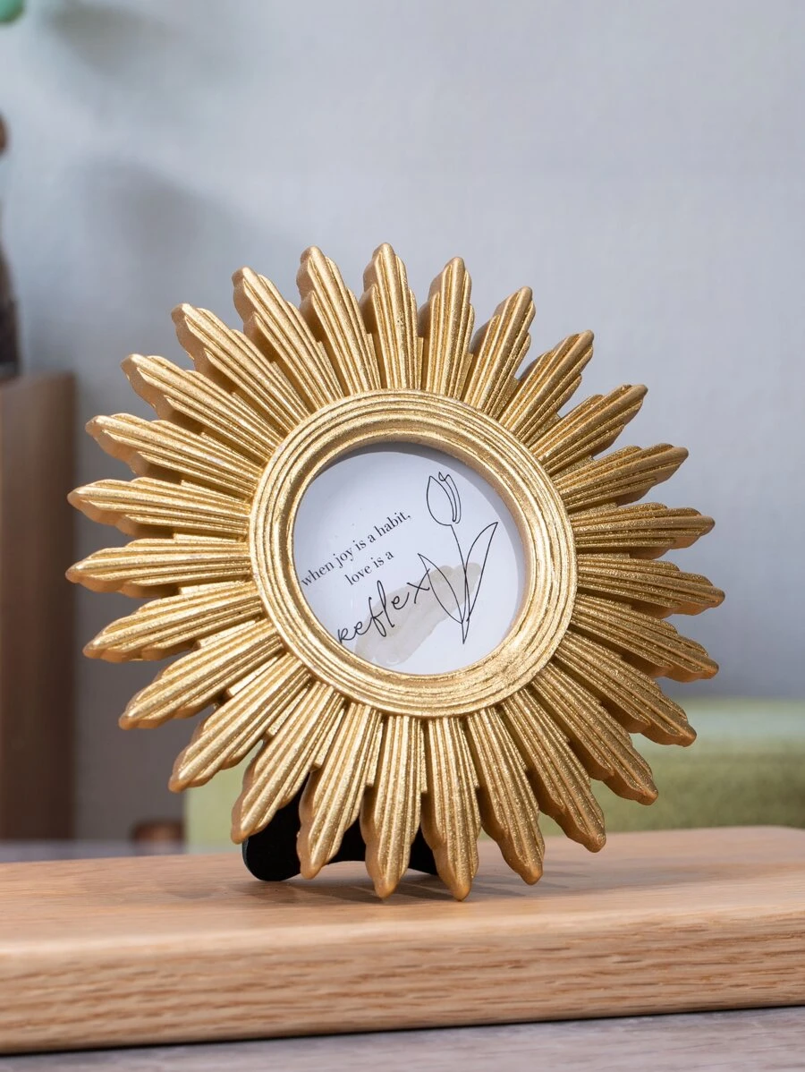 1pc Gold Sunflower Shaped Photo Frame Decoration - Gold - View 1
