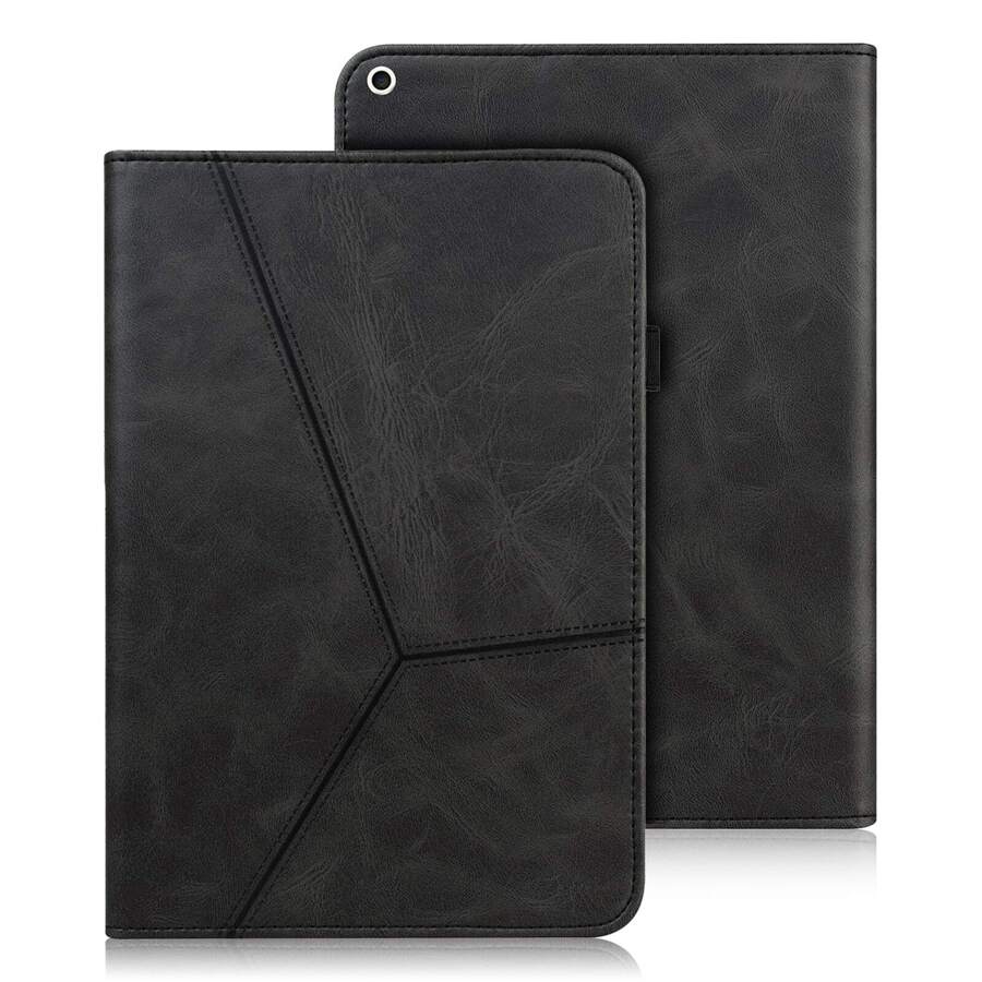 Funda para Tablet Compatible con Samsung iPad Tablet Funda Folio con Soporte multiángulo de PU, Raya Negra - Negro - Ver 1
