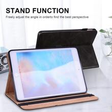 Funda para Tablet Compatible con Samsung iPad Tablet Funda Folio con Soporte multiángulo de PU, Raya Negra - Negro - Ver 3