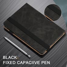 Funda para Tablet Compatible con Samsung iPad Tablet Funda Folio con Soporte multiángulo de PU, Raya Negra - Negro - Ver 4