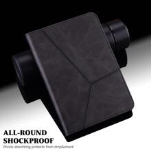 Funda para Tablet Compatible con Samsung iPad Tablet Funda Folio con Soporte multiángulo de PU, Raya Negra - Negro - Ver 5