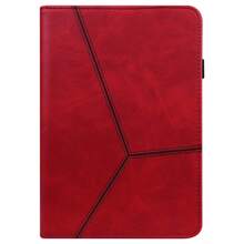 GLANDOTU Tablet Case Compatible With Samsung IPad Tablet PU Leather Multi-Angle Stand Folio Case, Stripe Red