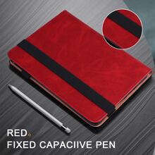 GLANDOTU Tablet Case Compatible With Samsung IPad Tablet PU Leather Multi-Angle Stand Folio Case, Stripe Red