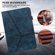 GLANDOTU Vỏ máy tính bảng Tương thích với Samsung iPad Máy tính bảng PU Leather Multi-Angle Stand Folio Case, Sọc xanh - Màu xanh lam - Xem 5
