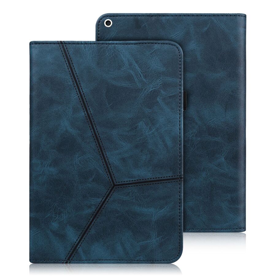 GLANDOTU Vỏ máy tính bảng Tương thích với Samsung iPad Máy tính bảng PU Leather Multi-Angle Stand Folio Case, Sọc xanh - Màu xanh lam - Xem 1