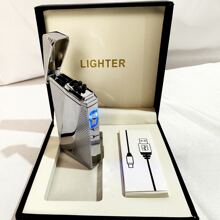 Usb Rechargeable Touch Induction Lighter, Benzine Lighter For Lighters - Silver - View 7