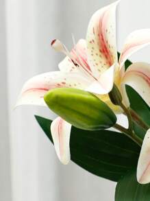 1pc Artificial Lily Stem,Simple Polyester Fake Flower For Home Decoration, Valentine Day, Gift Gifts Birthday Graduation - Champagne - View 4