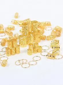 85件金色混合元素编织发圈 节日派对嘻哈朋克街头风发饰 头扣 波西米亚风发夹