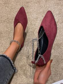 Talla grande Zapatos de mujeres suave con cómodo plano de punta para primavera con verano - Burdeos - Ver 5