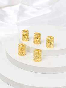 5个金色太阳形状螺旋圈大辫子发饰，适合女性，节日发饰发夹，校园用品，头部饰品，发卡，夏季，假日，旅行，波西米亚风，派对，生日 - 金色 - 查看 2