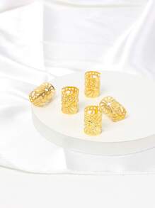 5个金色太阳形状螺旋圈大辫子发饰，适合女性，节日发饰发夹，校园用品，头部饰品，发卡，夏季，假日，旅行，波西米亚风，派对，生日 - 金色 - 查看 3