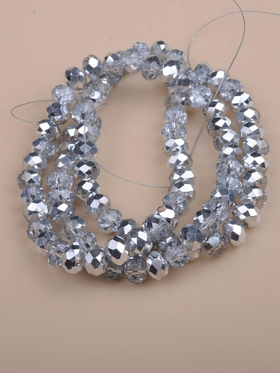 85pcs/pack 6mm Metallic Flat Beads - Silver Gray - View 1