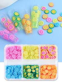 6 ngăn Trái cây & Hình quả chanh Mềm mại Gốm sứ Nghệ thuật làm Móng Đồ trang trí - Nhiều màu - Xem 2